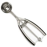 Norpro Grip-EZ front view showing stainless scoop and soft-grip handles for comfortable portioning