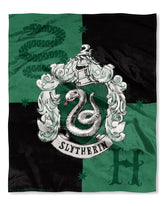 Northwest Slytherin throw front view showing bold crest and cozy finish