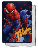 Northwest Spider-Man throw front view showing vibrant action print and silk-touch finish