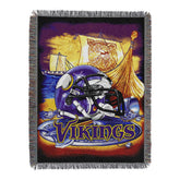 Northwest Vikings tapestry front view showing team design and fringe for bold decor
