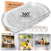 NOSTALGIQ front view of clear rotating lazy susan showing organized bottles benefit quick access