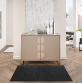 Nourison black rug front view showing modern look and durable design