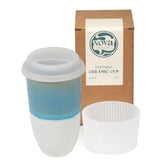 NOVA CERAMICS lagoon mug front view showing elegant ceramic finish and travel-ready design