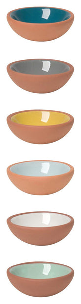 Now Designs pinch bowl set front packaging showing colorful glazed interiors and gift box