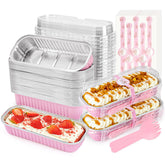 NPLUX front packaging showing 100 pink mini pans, ideal for party servings