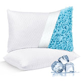 NTCOCO front view of queen pillow pack showing packaging and product benefit cooling support