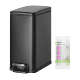 Nunsino front view black trash can shows compact design and tidy appearance