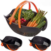 Nuogo front view of three baskets showing storage capacity and portability
