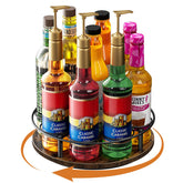 Nuovoware front view of rack showing organized syrups and tidy countertop
