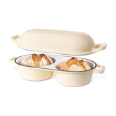 nuovva front view of cream double loaf pot showing dual baking benefit