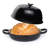 nuovva Dutch oven front view showing sleek black finish and elegant shape