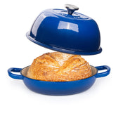nuovva front view dark blue Dutch oven showing elegant design and reliable heat retention