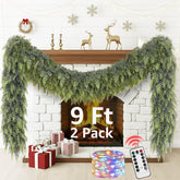 NUTIKAS front packaging showing two 9ft cedar garlands for easy purchasing