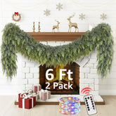 NUTIKAS cedar garland front view showing full lifelike greenery and soft-touch tips