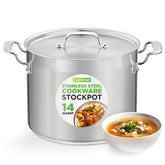 NutriChef front view showing full 14 quart pot and lid, durable capacity benefit