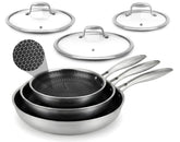 NutriChef full set front view showing pans and lids, organized for easy storage and selection