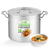 NutriChef stockpot front view showing polished exterior and capacity benefits