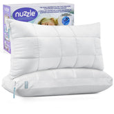 Nuzzle front packaging of queen pillow set shows premium look and ready gifting benefit