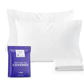 Nuzzle front packaging showing two white pillowcases for neat presentation