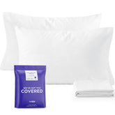 Nuzzle front packaging showing two king pillowcases and gift bag benefit tidy presentation