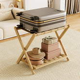 oakvivo bamboo luggage rack front view showing sturdy stand and neat finish