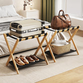 oakvivo front view bamboo rack shows sturdy support and tidy storage