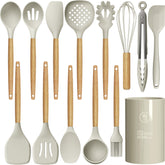 oannao front overview khaki set shows complete utensil collection and organized storage benefit
