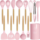 oannao front packaging showing the pink utensil set and included pieces, highlights convenience