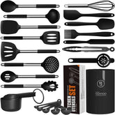 oannao front view of full 18-piece set showing tidy holder and utensils, ideal for organization