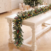 OasisCraft garland front view showing full 9ft coverage and warm lights