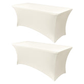 Obstal front view of cream fitted table cover showing neat tailored finish and protection