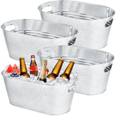 OBTANIM front view of galvanized ice bucket showing durable finish and party-ready look