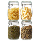 ODBCYWM front view set of four clear 34oz jars showing airtight benefit