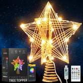 ODEETRONIC front view gold glitter star topper showing elegant glow