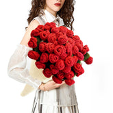 Ofrence bouquet folded front view shows rose shapes and gift appeal