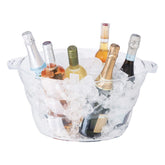 OGGI oval party tub front view showing clear acrylic and polished look for serving