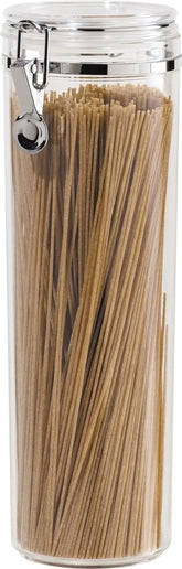 Oggi front view of clear tall canister showing capacity and visibility benefit