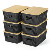 Ohmlove front view showing set of six baskets, neat storage solution