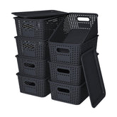 Ohmlove front view of eight stacked baskets showing tidy uniform organization