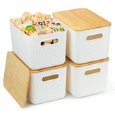 Ohmlove front view showing bamboo lid and neat shelf benefit