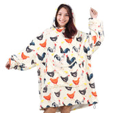 OHOIT front view chicken hoodie showing playful print and roomy fit for cozy lounging