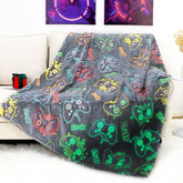 OHOIT blanket front view showing game controller print and cozy appeal