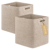 OIAHOMY front view of two brown storage cubes showing clean aesthetic and organization
