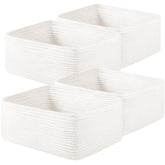 OIAHOMY front view of four white baskets showing uniform shape and tidy storage benefit