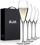 OJA front view of set of four flutes showing elegant packaging and presentation benefit