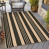 OJIA front view black and tan porch rug adds curb appeal and style