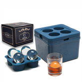 OKLGO front view of tray showing four 2-inch clear ice sphere cavities, professional presentation