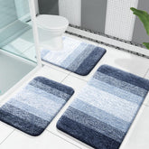 OLANLY front view of dark blue rug set showing coordinated design and color