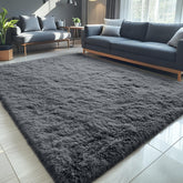 OLANLY front view of the 5x7 grey rug showing overall design and cozy look