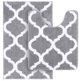 OLANLY front view of grey rug set showing pattern and coordinated look
